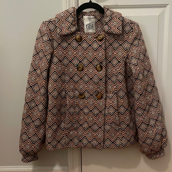 Tibi Wool blend Peacoat Geometric Print Orange Size tag removed approximate XS - Picture 1 of 7